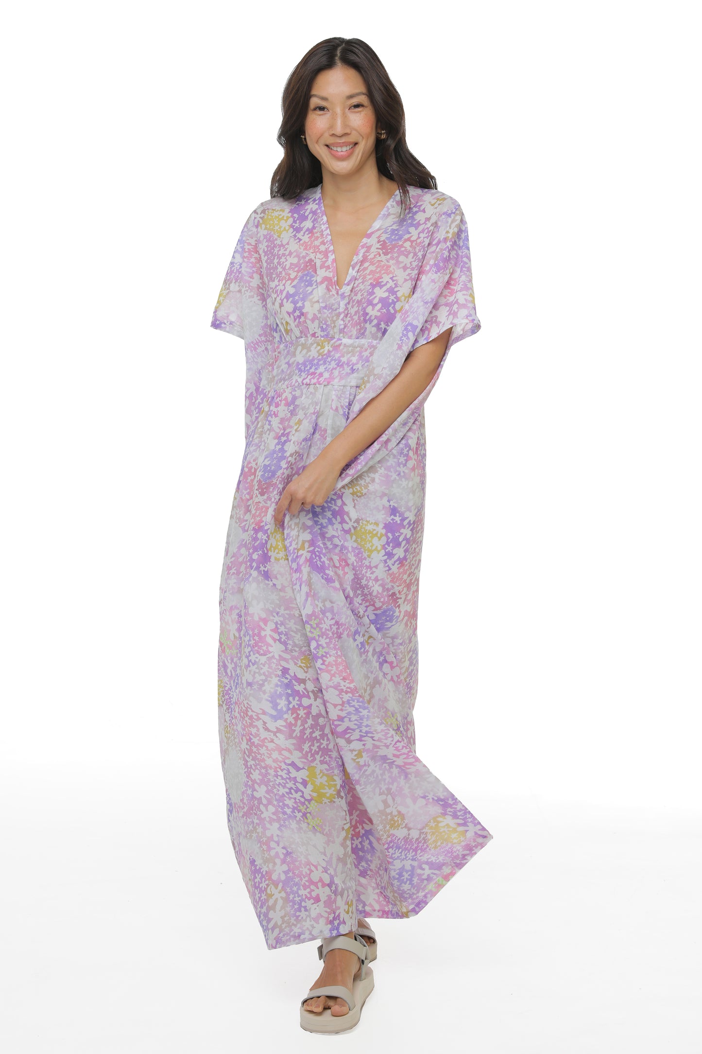 LAVENDER FLORAL MAXI CAFTAN