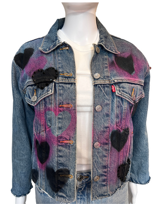 QUEEN OF HEARTS UPCYCLED LEVI'S DENIM JACKET