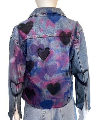 QUEEN OF HEARTS UPCYCLED LEVI'S DENIM JACKET