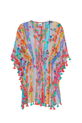 PAINTED FLORAL OPEN CAFTAN