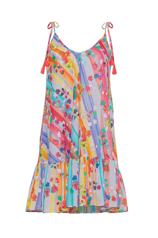 PAINTED FLORAL SWING DRESS