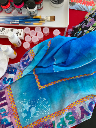 Sara Joy's paints and paint brushes used during her collaboration with FAENA HOTEL.