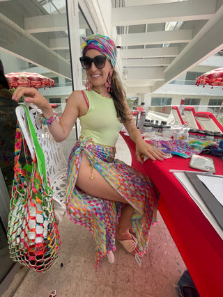 Sara Joy custom painting resort wear in collaboration with Faena Hotel.