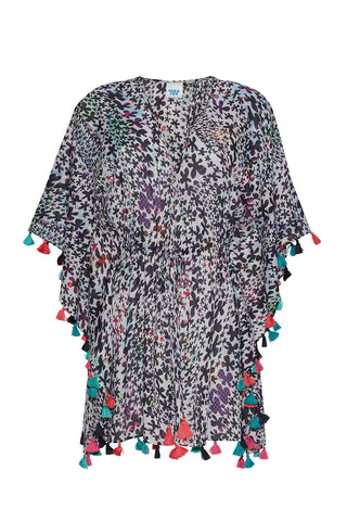 WHITE FLORAL OPEN CAFTAN