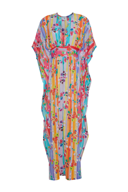 PAINTED FLORAL MAXI CAFTAN