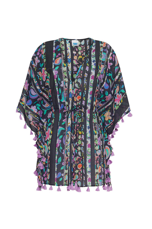 PAINTED PAISLEY DRAWSTRING CAFTAN