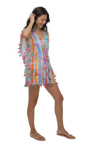 PAINTED FLORAL OPEN CAFTAN