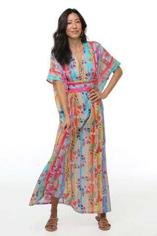 PAINTED FLORAL MAXI CAFTAN