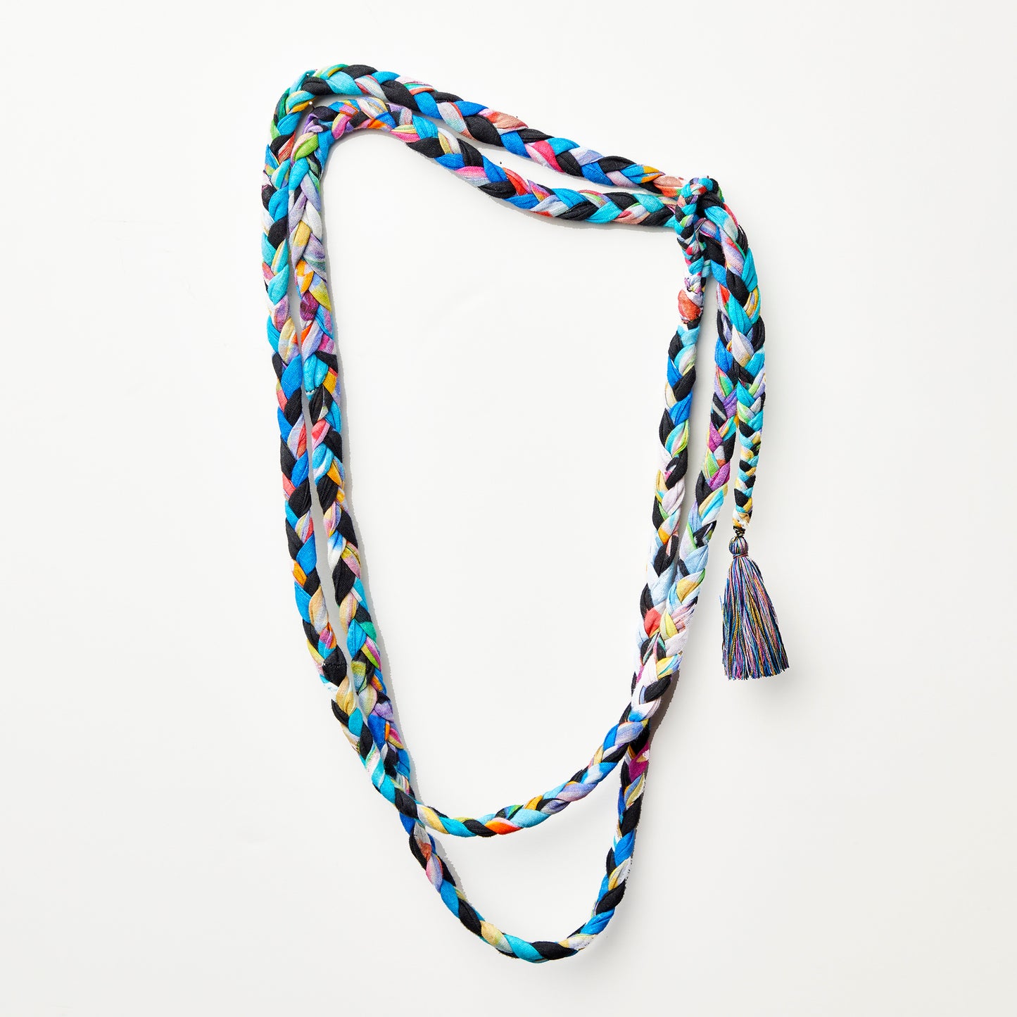 MULTICOLOR BRAIDED BELT WITH TASSEL